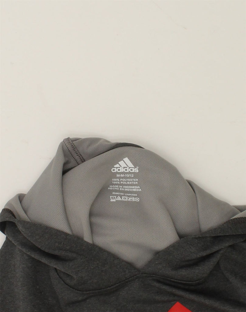 ADIDAS Boys Hooded Graphic Top Long Sleeve 10-11 Years Medium  Grey | Vintage Adidas | Thrift | Second-Hand Adidas | Used Clothing | Messina Hembry 