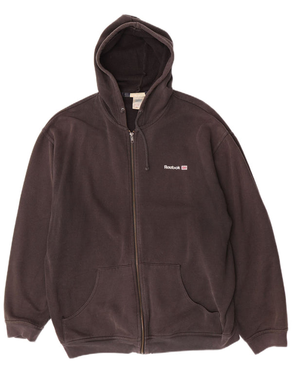 Reebok Mens Zip Hoodie Sweater Large Grey Cotton