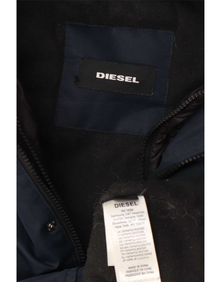 Diesel Boys Hooded Padded Jacket 13-14 Years Navy Blue Polyester