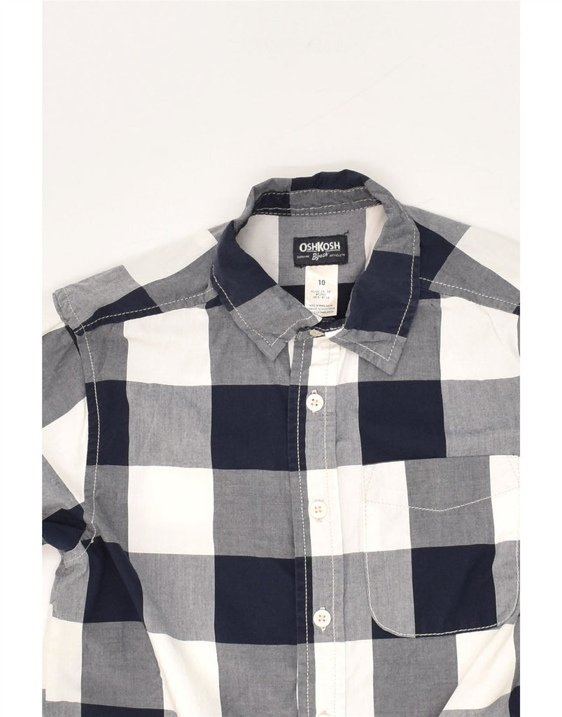 OSH KOSH Boys Short Sleeve Shirt 9-10 Years Blue Check Cotton Vintage Osh Kosh and Second-Hand Osh Kosh from Messina Hembry 