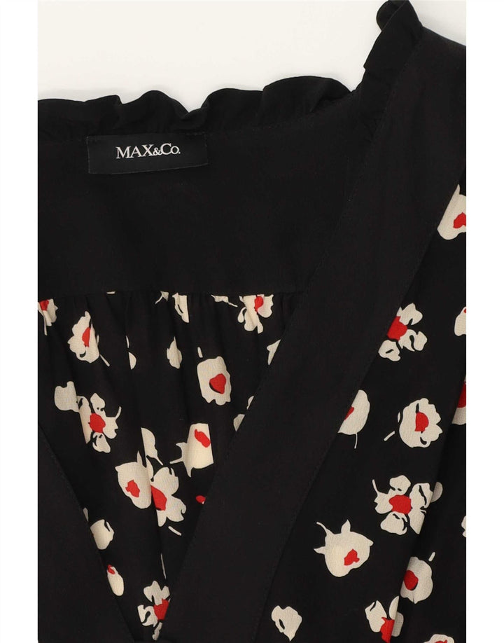 Max & Co. Womens Long Sleeve Empire Dress UK 14 Medium Black Floral
