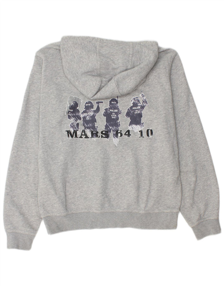 Nike Mens Graphic Hoodie Jumper Medium Grey Flecked Cotton