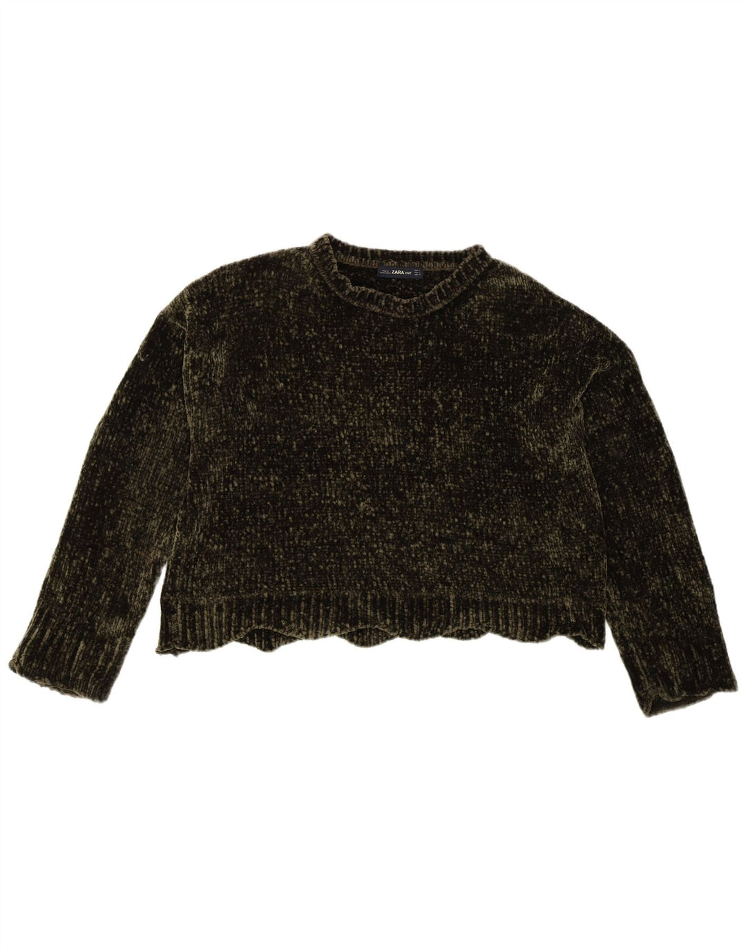 Zara Womens Oversized Boat Neck Jumper Sweater UK 10 Small Khaki Polyester