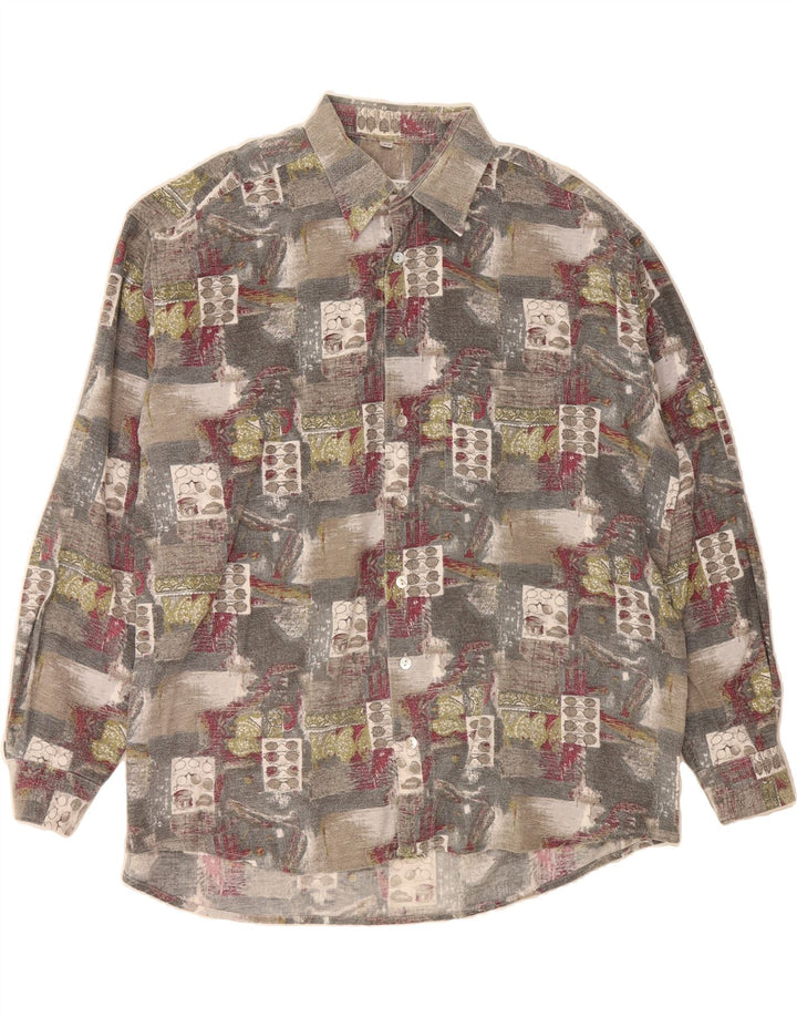 SEIDENSTICKER Mens Abstract Pattern Shirt Size 44 XL Grey Vintage Seidensticker and Second-Hand Seidensticker from Messina Hembry 
