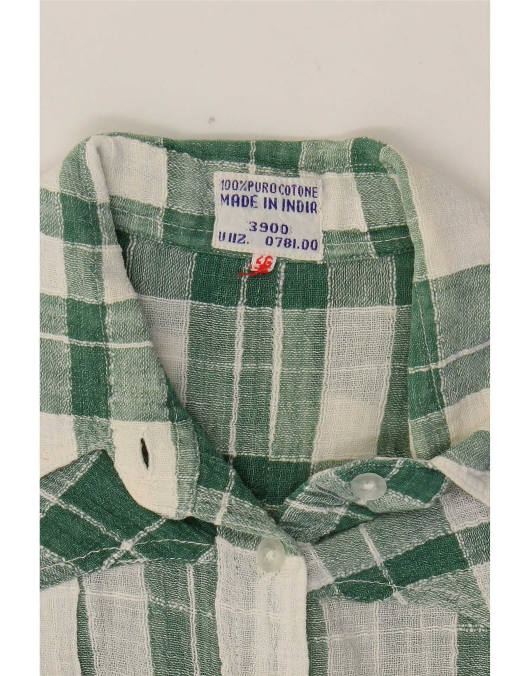 Vintage Womens Shirt UK 14 Medium Green Check Cotton
