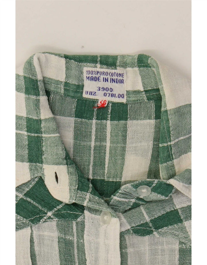 Vintage Womens Shirt UK 14 Medium Green Check Cotton