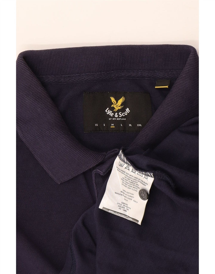 Lyle & Scott Mens Polo Shirt Medium Navy Blue Cotton
