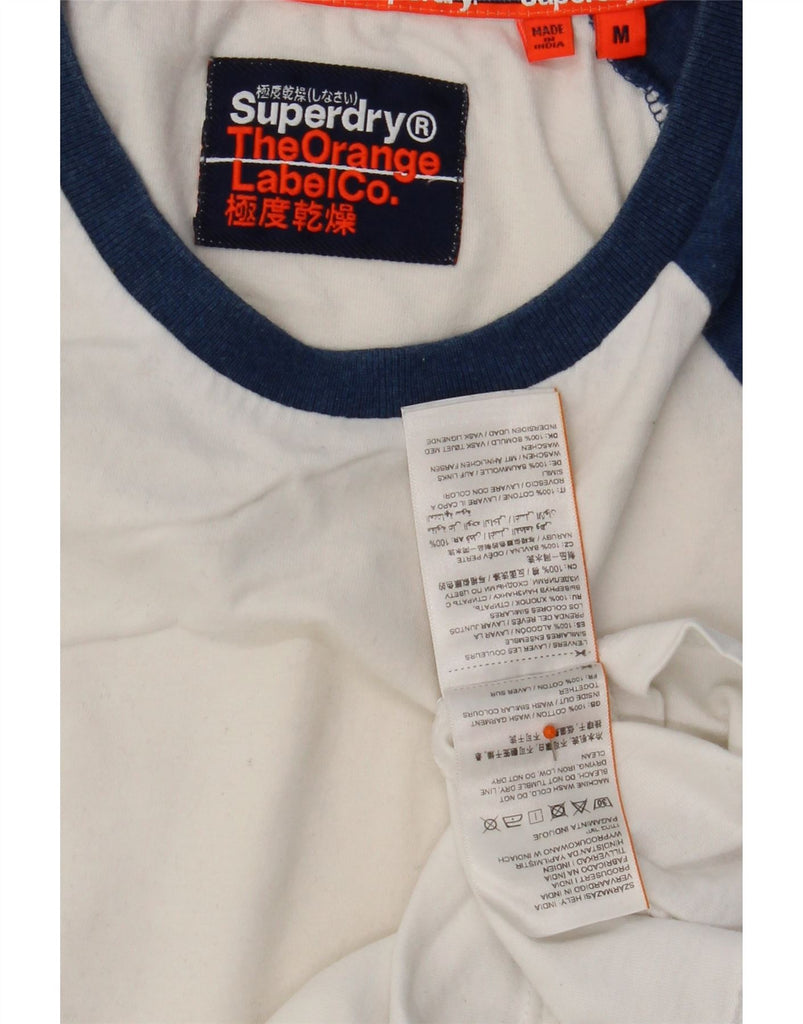 SUPERDRY Mens T-Shirt Top Medium White Colourblock Cotton Vintage Superdry and Second-Hand Superdry from Messina Hembry 