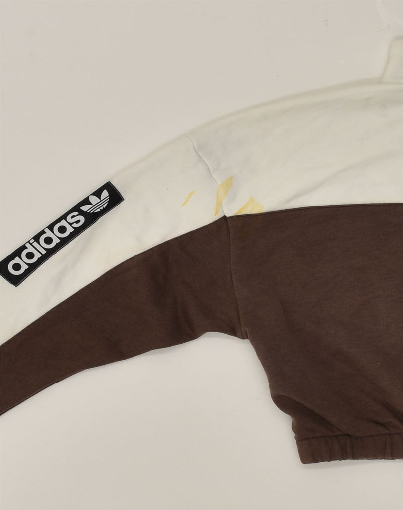 ADIDAS Womens Crop Zip Neck Sweatshirt Jumper UK 8 Small  Brown | Vintage Adidas | Thrift | Second-Hand Adidas | Used Clothing | Messina Hembry 