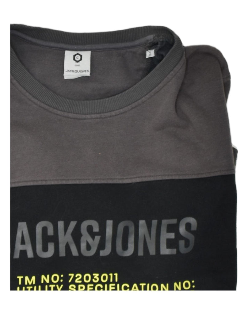 JACK & JONES Mens Graphic Sweatshirt Jumper 2XL Grey Cotton | Vintage Jack & Jones | Thrift | Second-Hand Jack & Jones | Used Clothing | Messina Hembry 