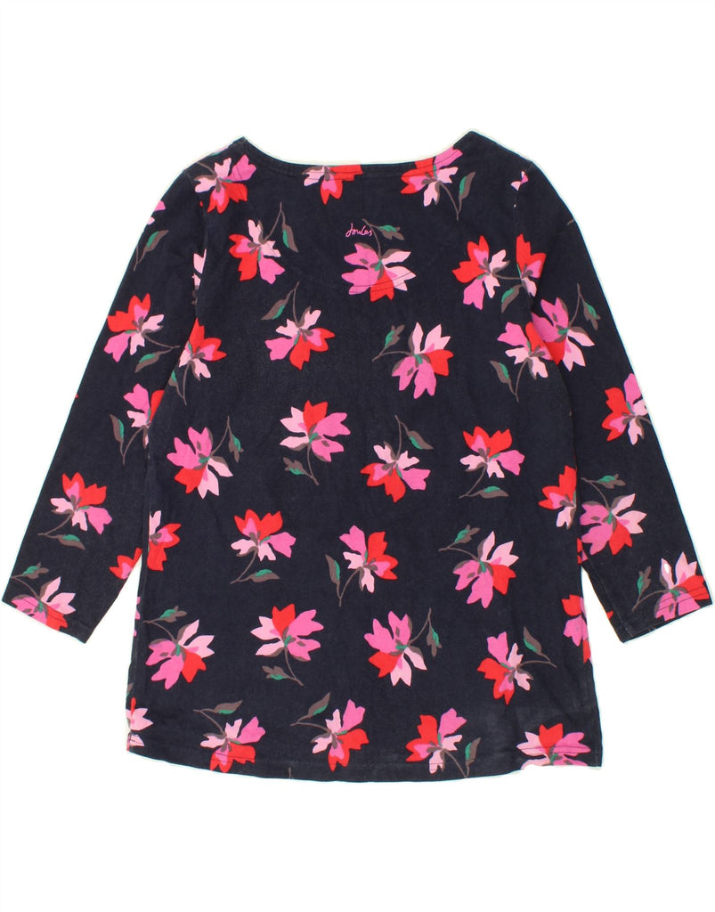 JOULES Womens Graphic Top 3/4 Sleeve UK 14 Medium Navy Blue Floral Cotton Vintage Joules and Second-Hand Joules from Messina Hembry 