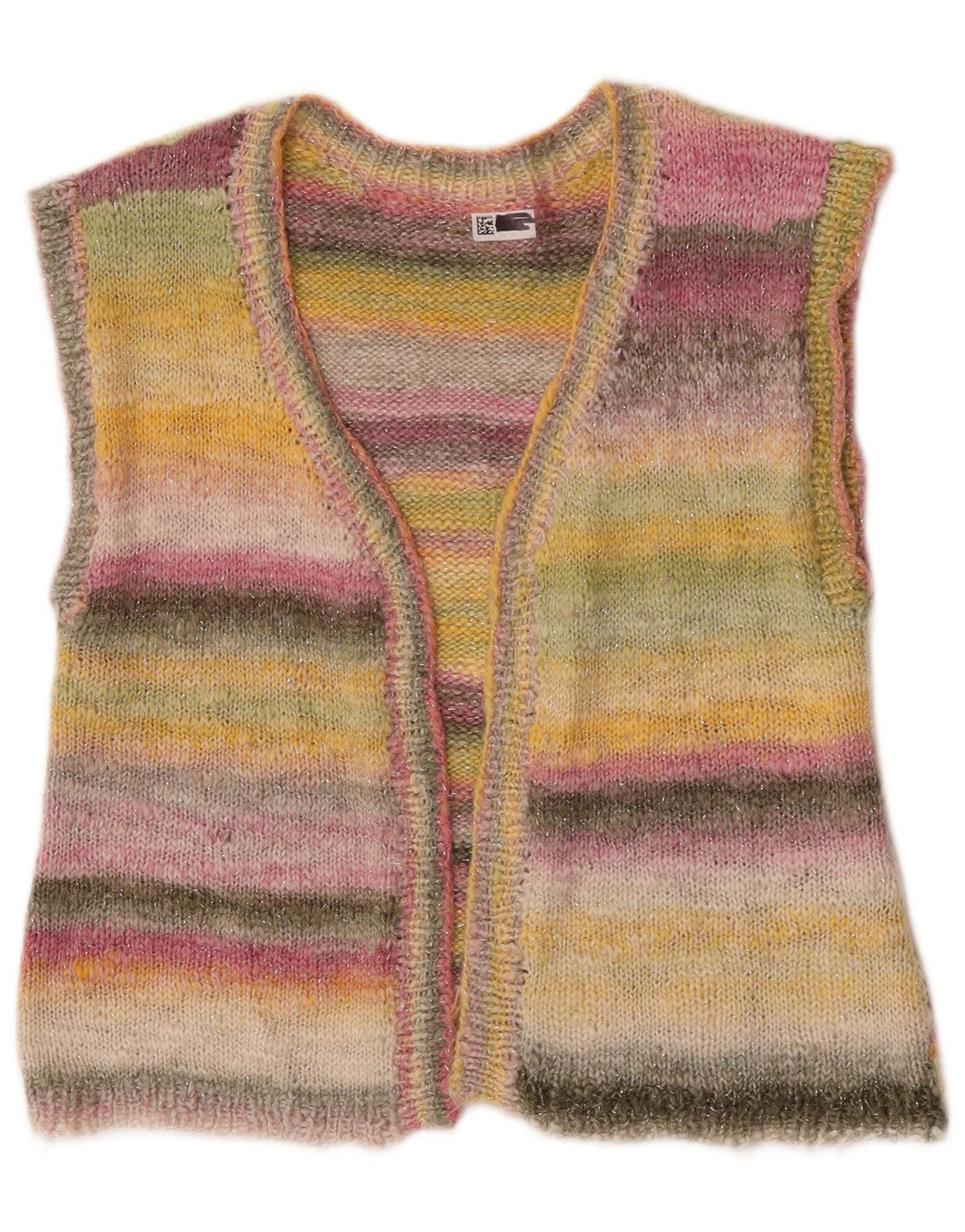 Vintage Womens Sleeveless Cardigan Sweater UK 14 Medium Multicoloured