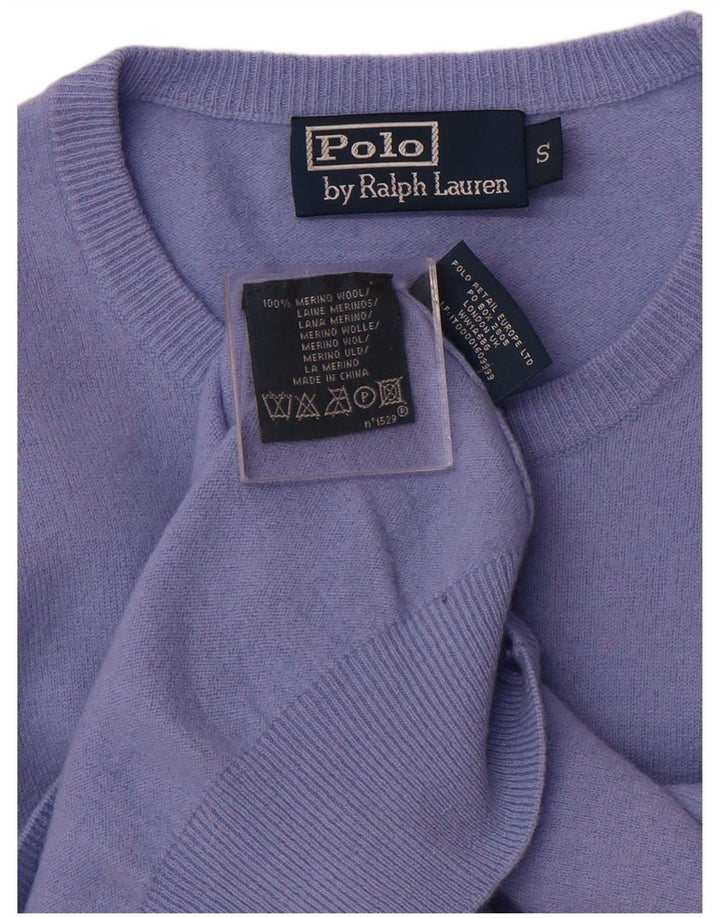 POLO RALPH LAUREN Mens Crew Neck Jumper Sweater Small Purple Merino Wool