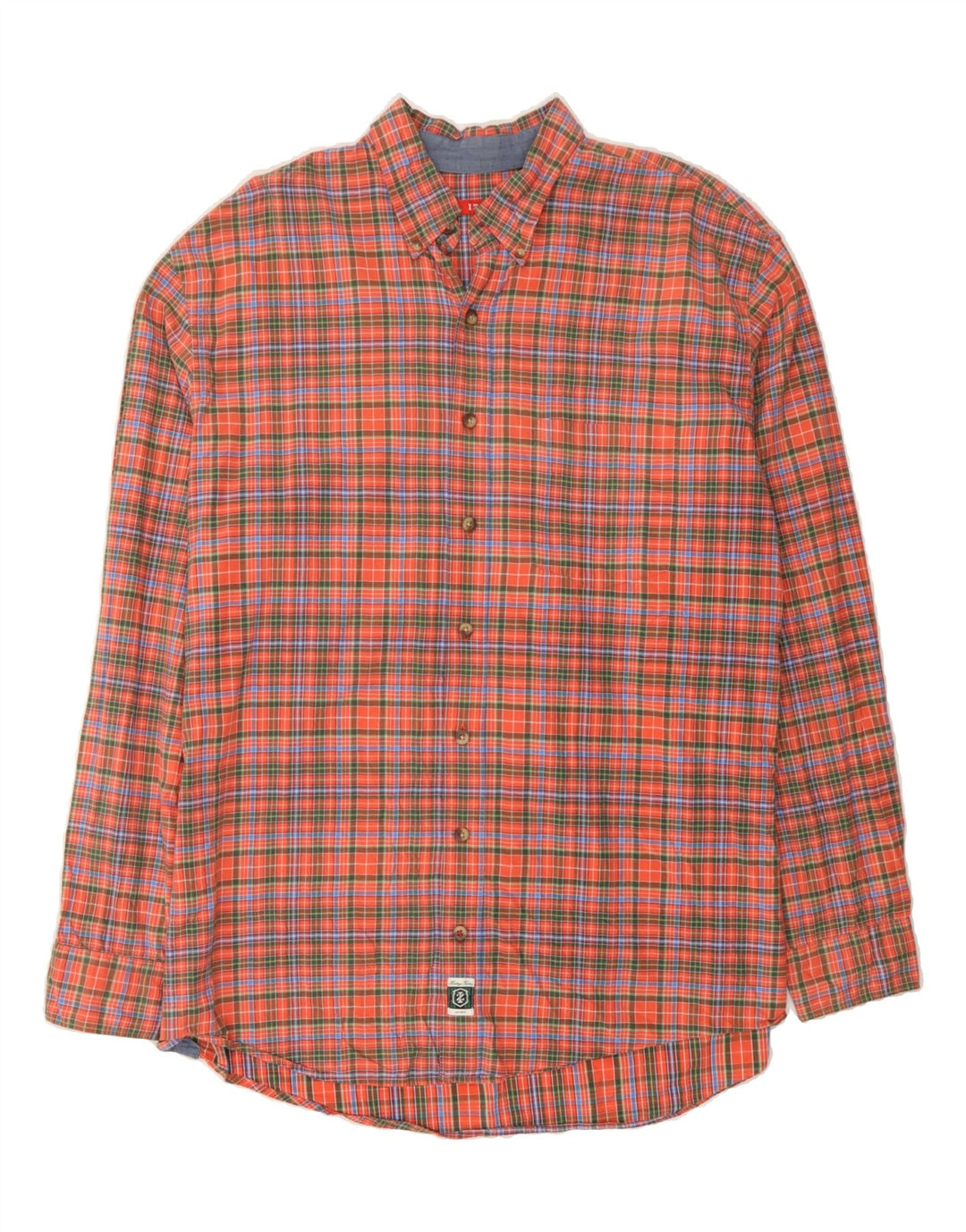 IZOD Mens Flannel Shirt XL Orange Check Cotton Vintage Izod and Second-Hand Izod from Messina Hembry 