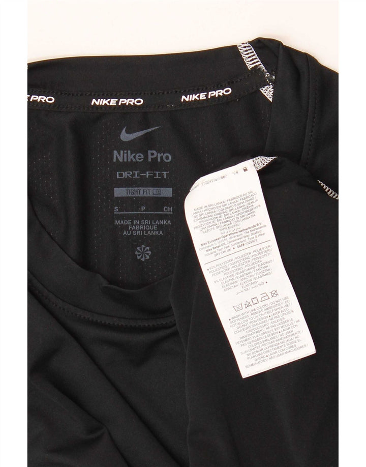 Nike Mens Tight Fit Graphic Top Long Sleeve Small Black Polyester