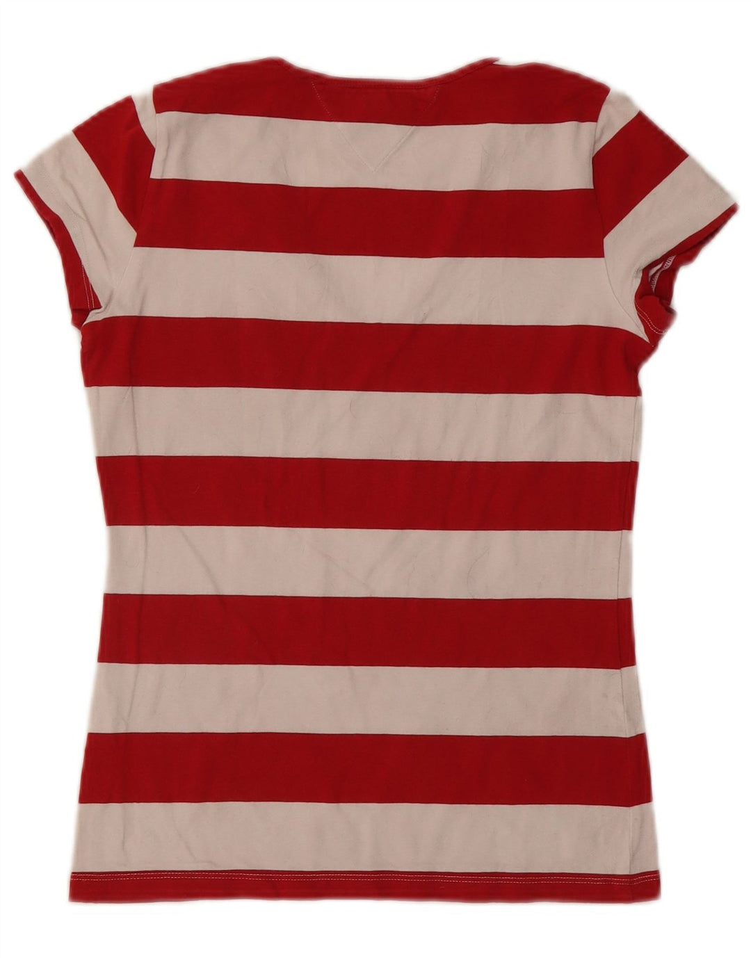 TOMMY HILFIGER Womens T-Shirt Top UK 12 Medium Red Striped Cotton