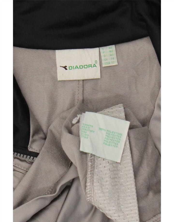 Diadora Womens Oversized Tracksuit Top Jacket UK 14 Large Grey Colourblock