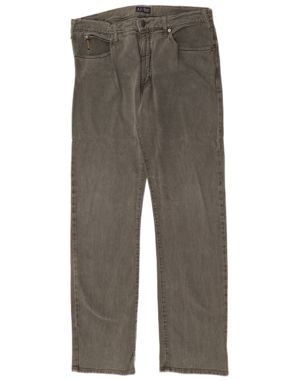 Armani Mens Straight Jeans W36 L34 Green Cotton
