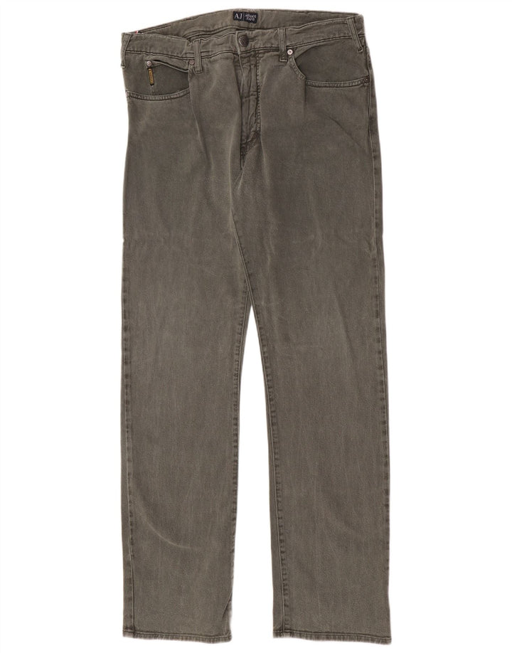 Armani Mens Straight Jeans W36 L34 Green Cotton
