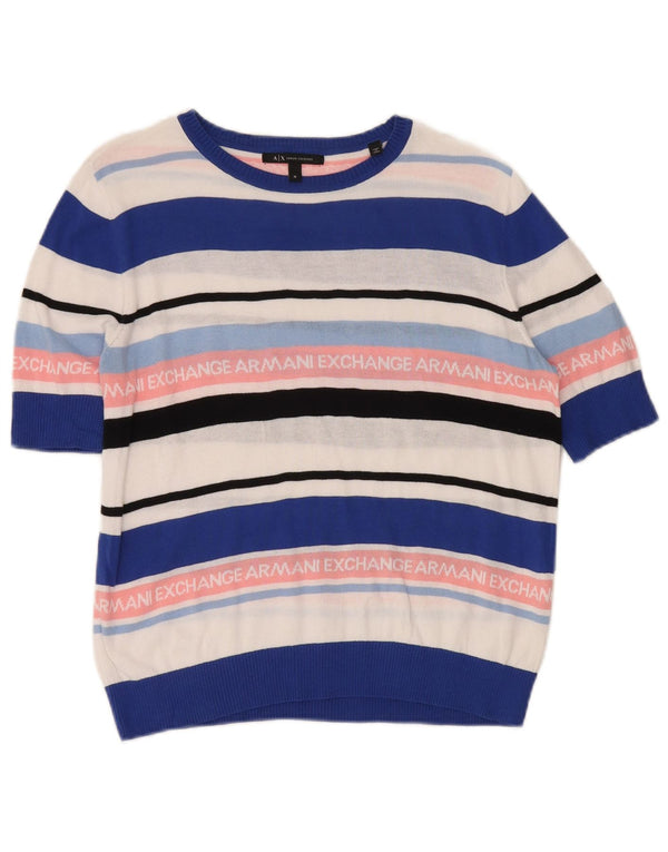 Armani Exchange Womens Graphic Boat Neck Jumper Sweater UK 14 Medium Multic