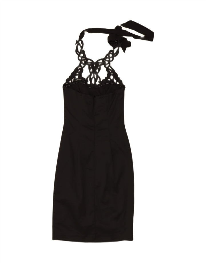 VINTAGE Womens Halter Bodycon Dress IT 44 Medium Black Polyester
