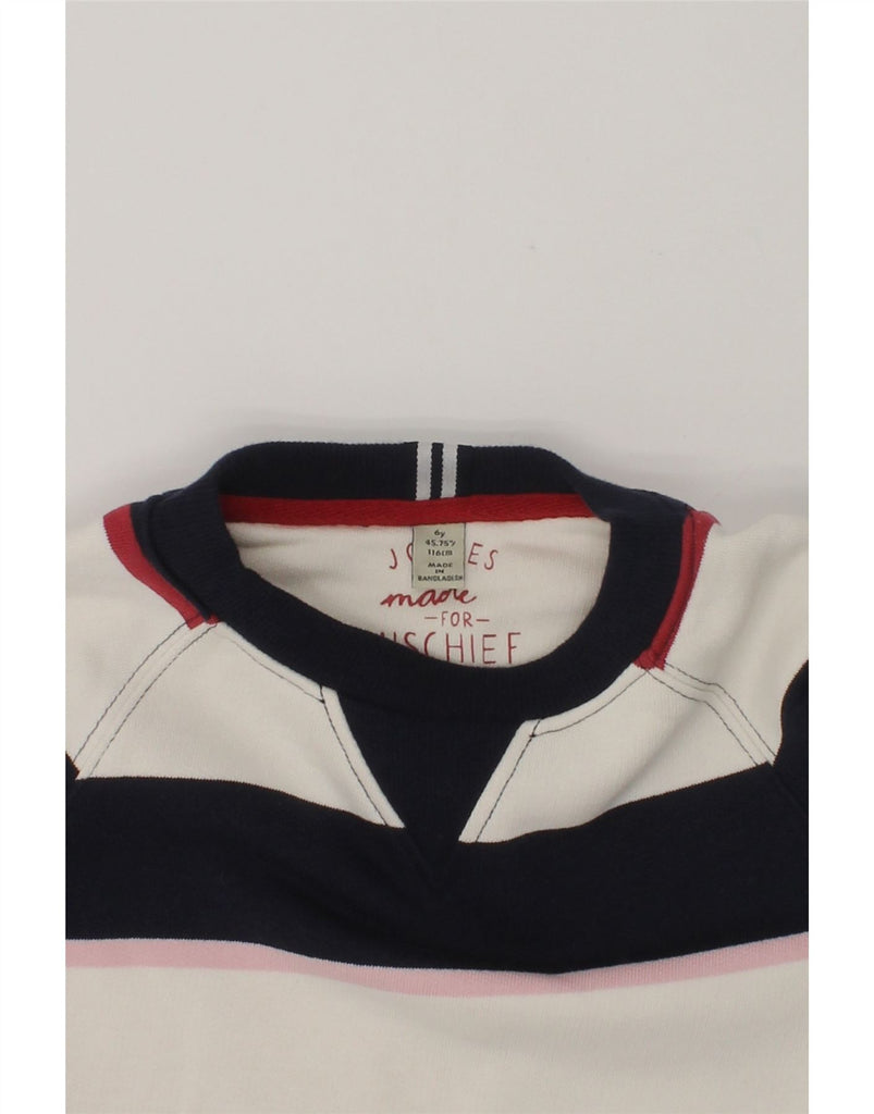 JOULES Girls Sweatshirt Jumper 5-6 Years Navy Blue Striped Cotton | Vintage Joules | Thrift | Second-Hand Joules | Used Clothing | Messina Hembry 