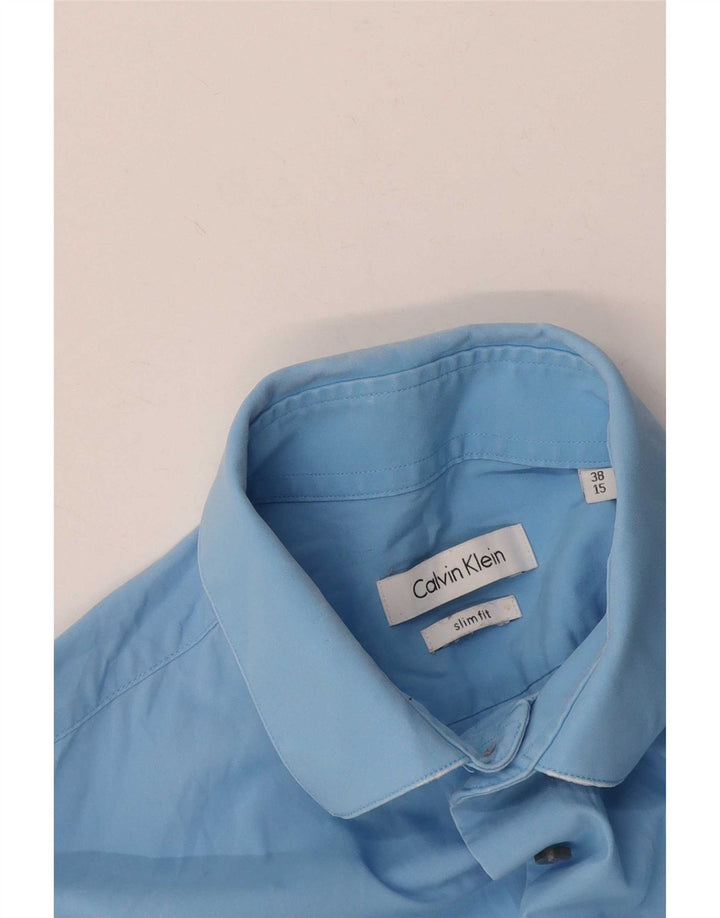 Calvin Klein Mens Slim Fit Shirt Size 38 15 Medium Blue