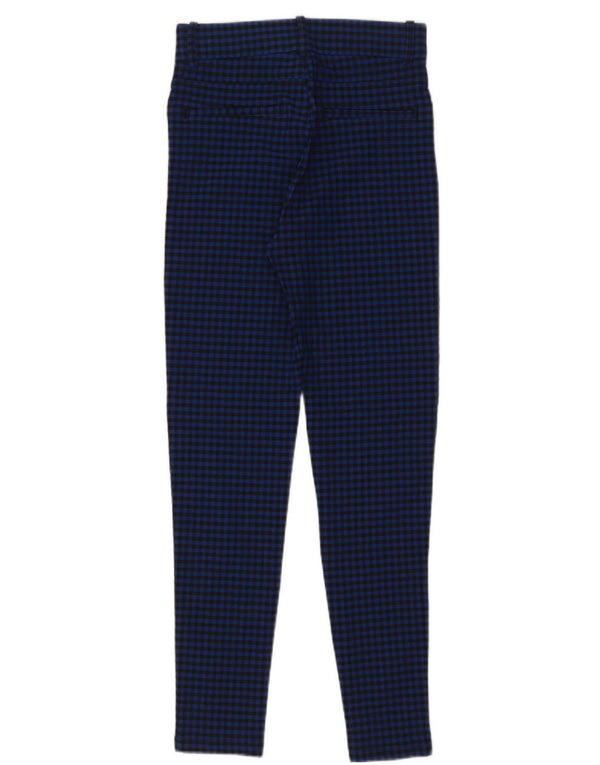 Zara Womens Skinny Casual Trousers Small W26 L28 Blue Gingham