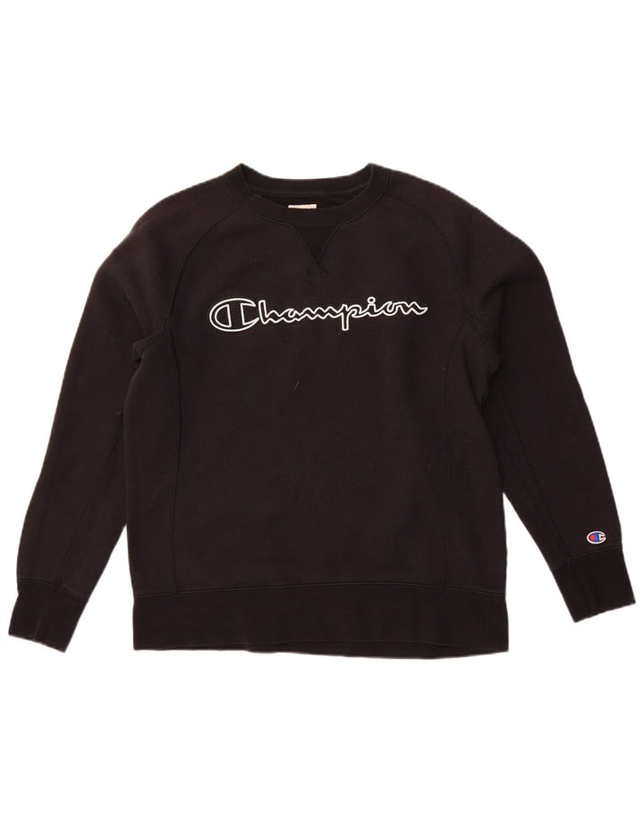 CHAMPION Womens Graphic Sweatshirt Jumper UK 14 Medium Black Cotton