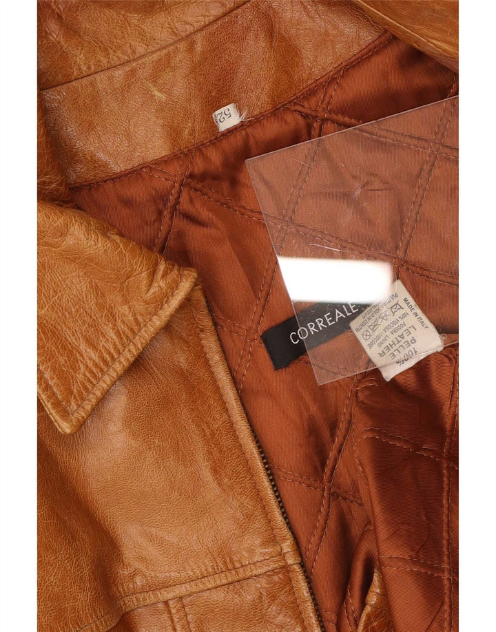 Vintage Mens Leather Jacket IT 52 XL Brown