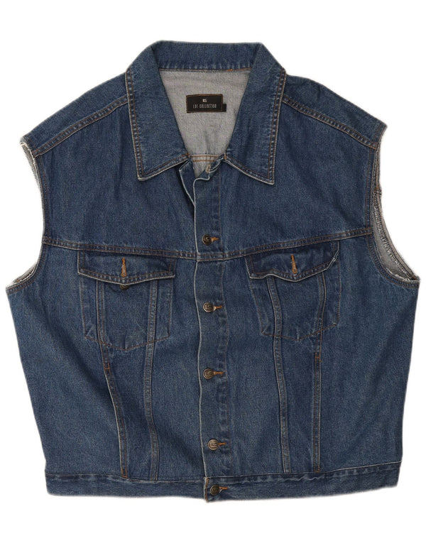 Vintage Mens Denim Gilet UK 46 3XL Blue