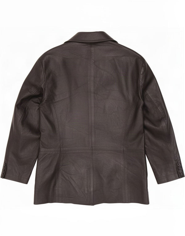 Vintage Womens 3/4 Sleeve Leather Jacket IT 50 XL Black
