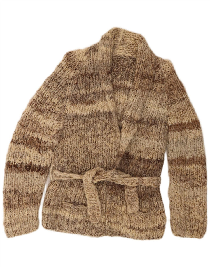 Vintage Womens Cardigan Sweater UK 12 Medium Brown Striped