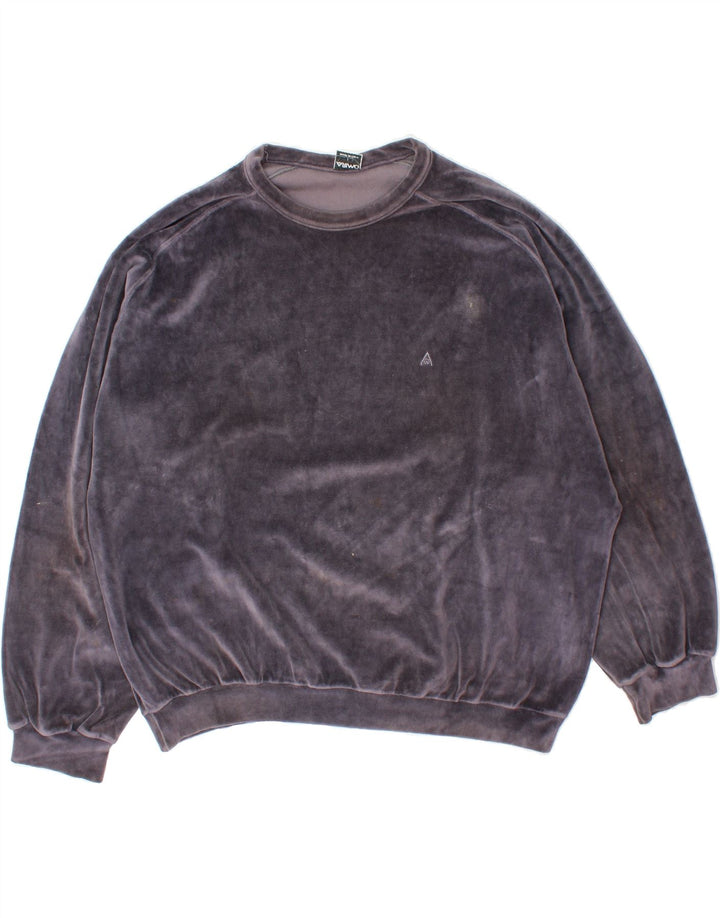 VINTAGE Womens Velour Oversized Sweatshirt Jumper UK 16 Large Purple Vintage Vintage and Second-Hand Vintage from Messina Hembry 