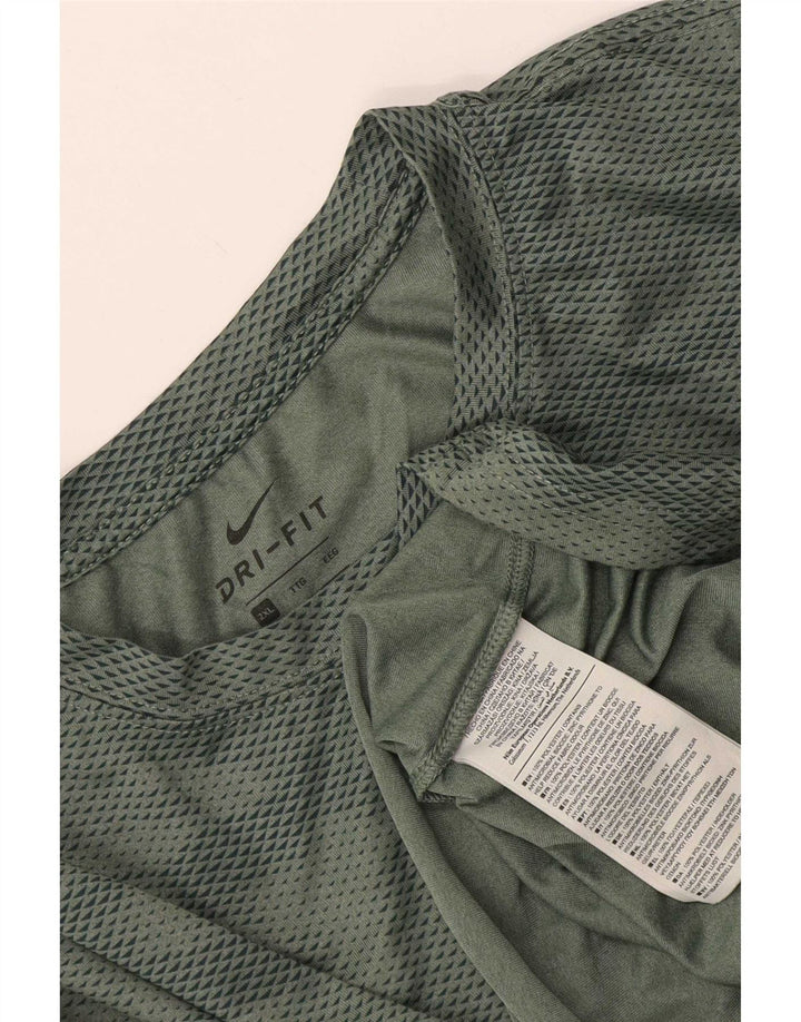 Nike Mens Dri Fit T-Shirt Top 2XL Green Camouflage Polyester
