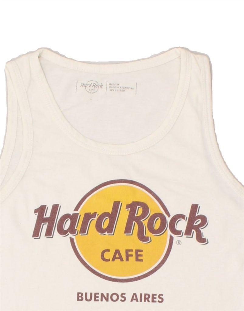 HARD ROCK CAFE Womens Buenos Aires Graphic Vest Top UK 12 Medium White Vintage Hard Rock Cafe and Second-Hand Hard Rock Cafe from Messina Hembry 