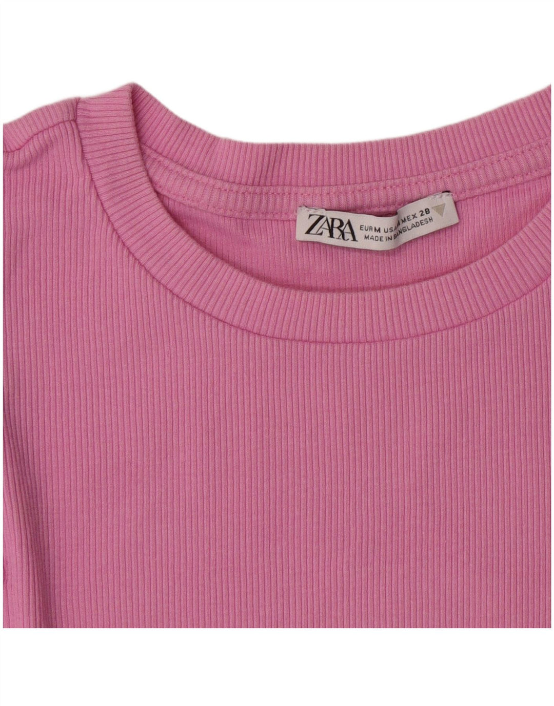 Zara Womens Crop T-Shirt Top UK 12 Medium Pink