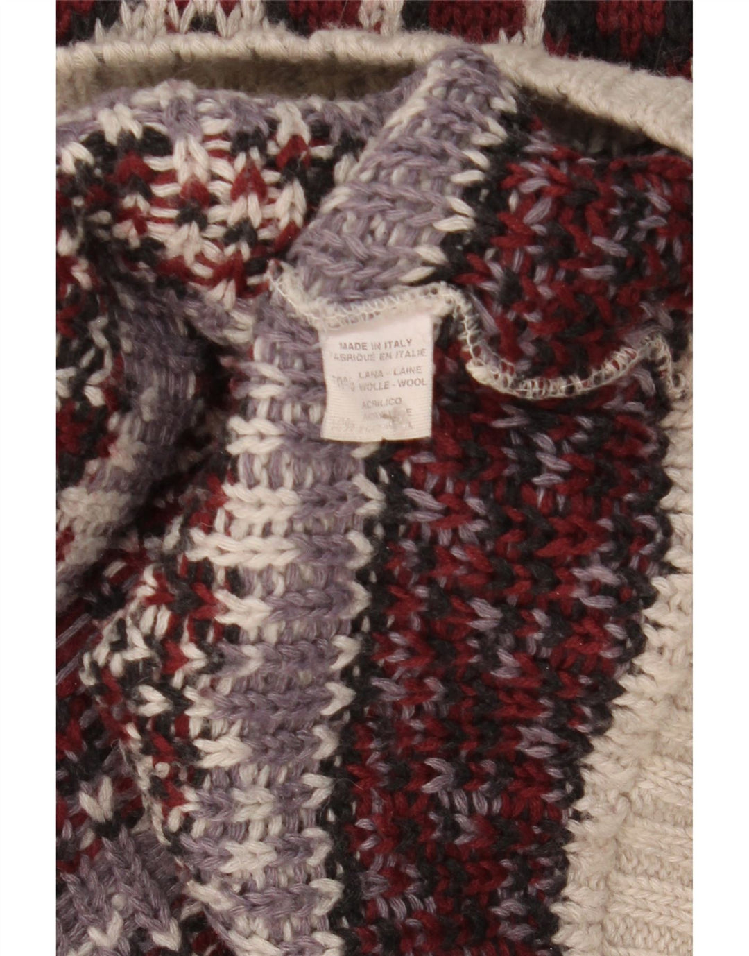 Vintage Mens Roll Neck Jumper Sweater Medium Multicoloured Fair Isle Wool