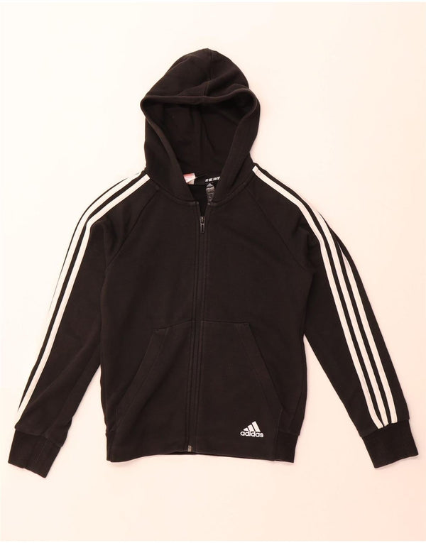 Adidas Boys Zip Hoodie Sweater 11-12 Years Black Cotton