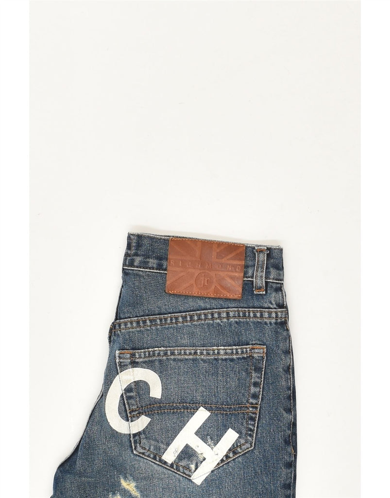 RICHMOND Boys Graphic Distressed Denim Shorts 9-10 Years W23 Blue Cotton | Vintage Richmond | Thrift | Second-Hand Richmond | Used Clothing | Messina Hembry 