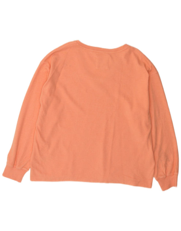 Fat Face Womens Oversized Top Long Sleeve UK 16 Large Orange Cotton
