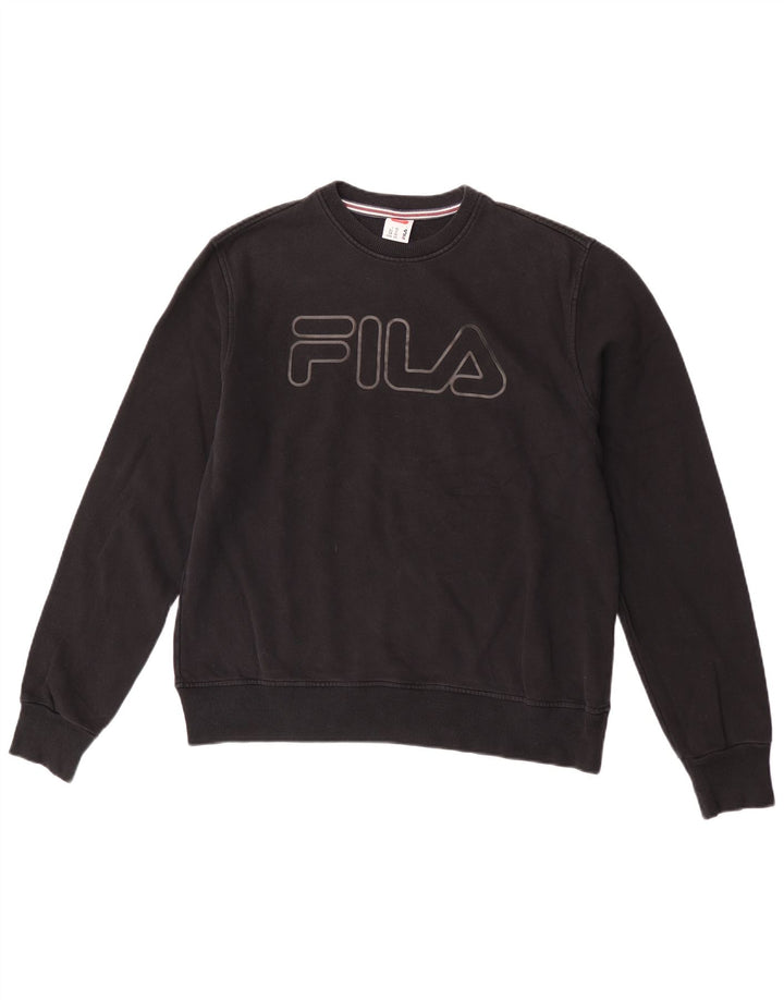 Fila Womens Graphic Sweatshirt Jumper IT 42 Medium Black Cotton