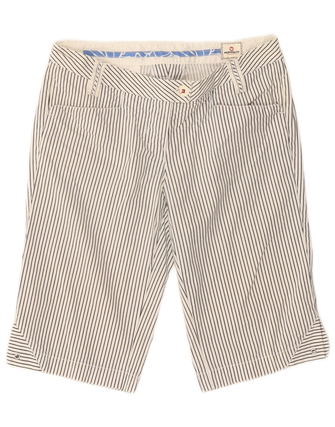 Murphy & Nye Womens Bermuda Shorts W28 Medium White Striped Cotton