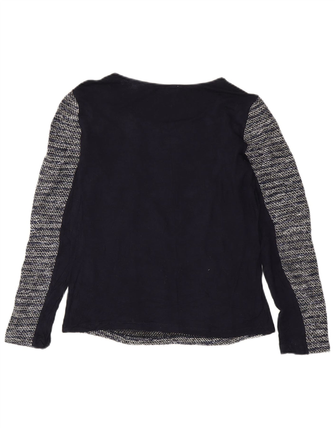 Oasis Womens Top Long Sleeve UK 10 Small Navy Blue Striped Polyester