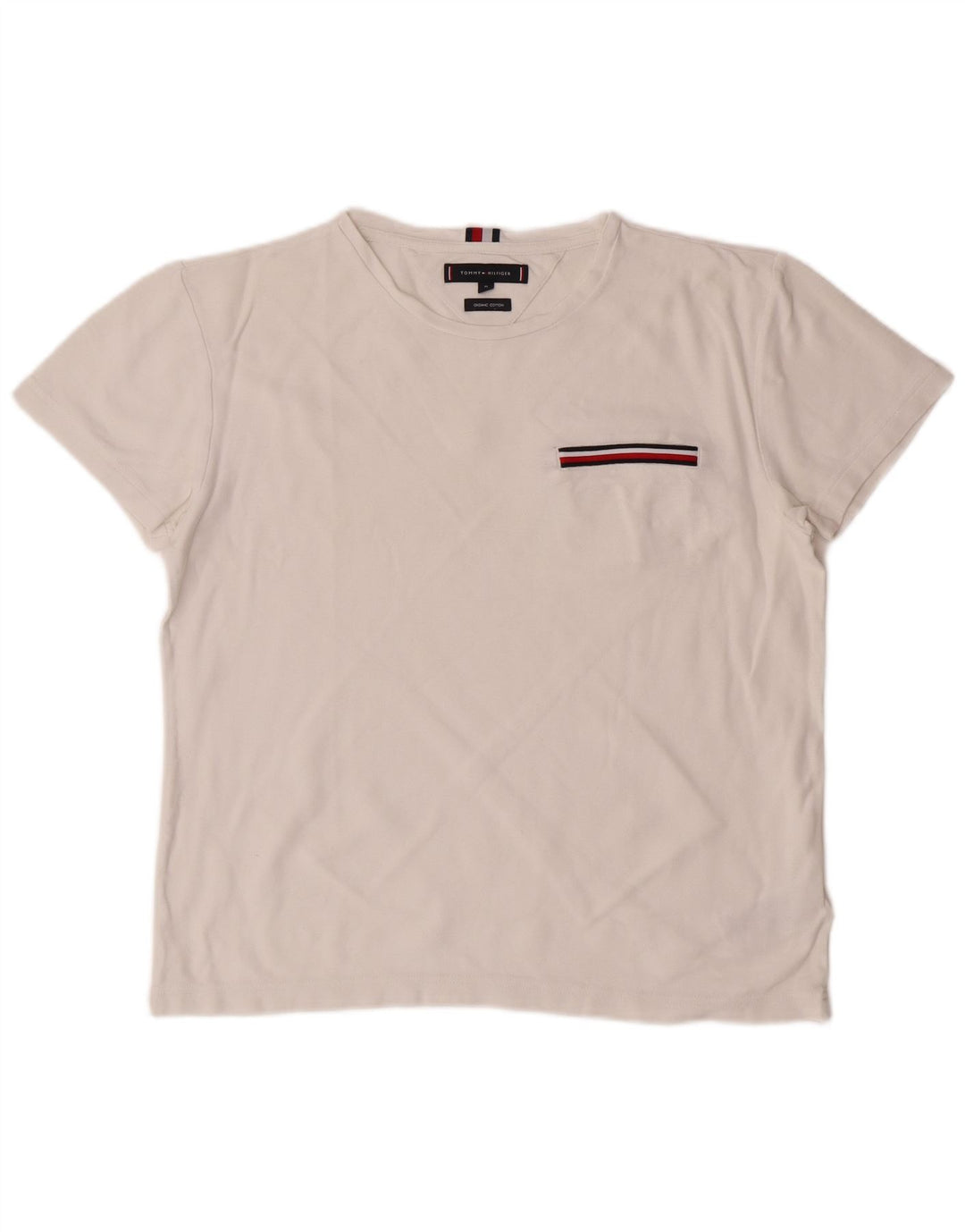 TOMMY HILFIGER Womens T-Shirt Top UK 14 Medium White Cotton