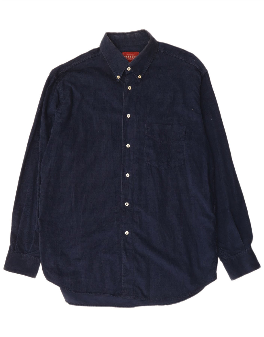 CARRERA Mens Corduroy Shirt Size 41/42 Large Navy Blue Cotton