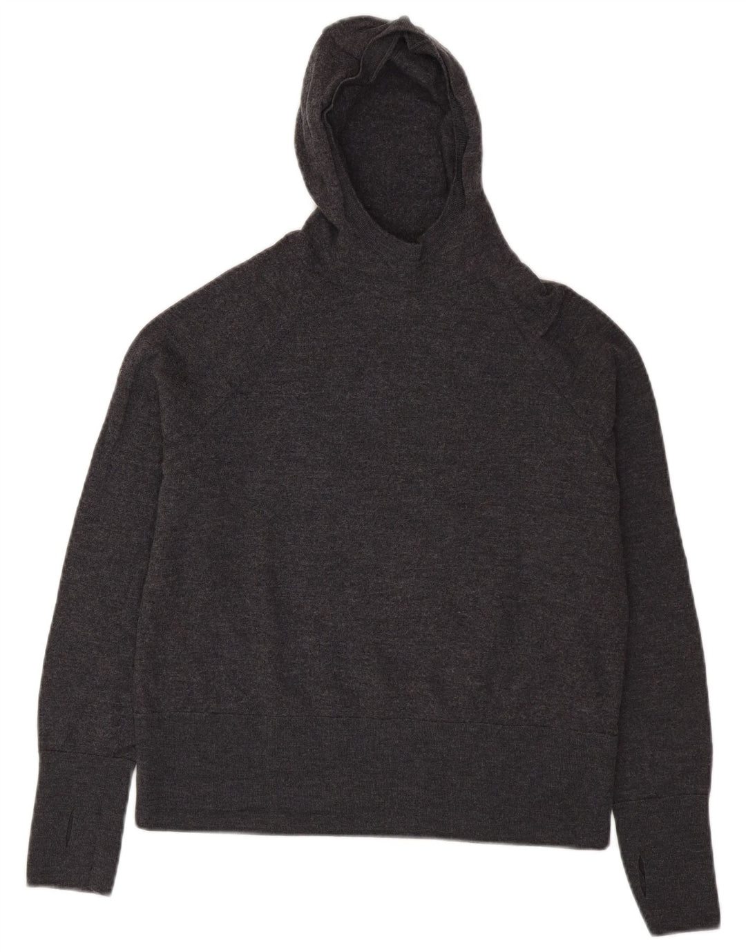 Cos Womens Crop Hooded Jumper Sweater UK 14 Medium Grey Wool