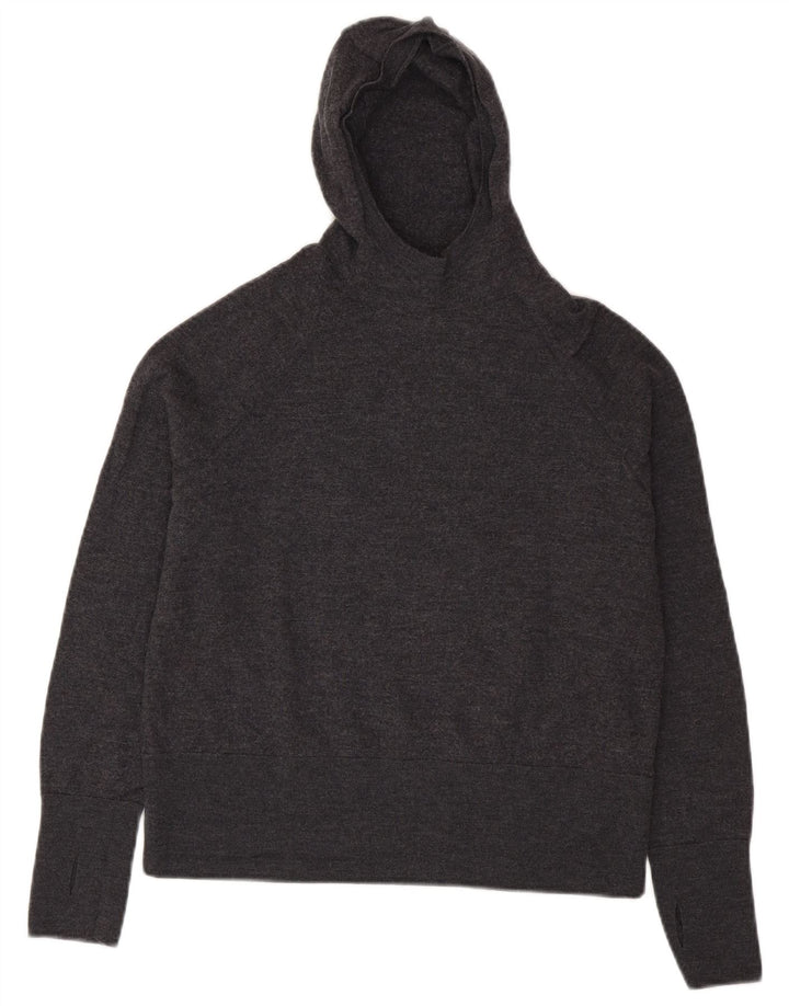 Cos Womens Crop Hooded Jumper Sweater UK 14 Medium Grey Wool