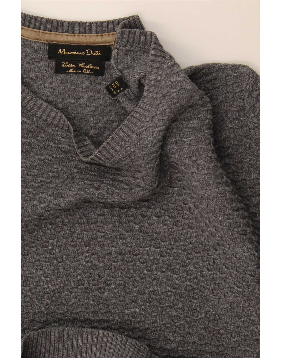 Massimo Dutti Mens Boat Neck Jumper Sweater Small Grey Cotton
