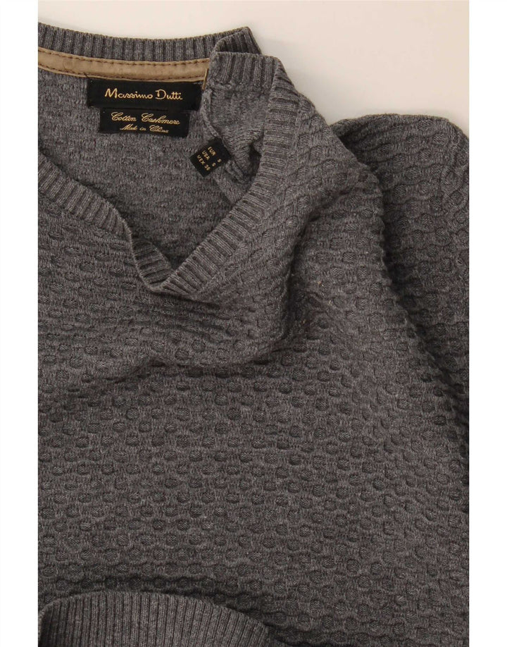 Massimo Dutti Mens Boat Neck Jumper Sweater Small Grey Cotton